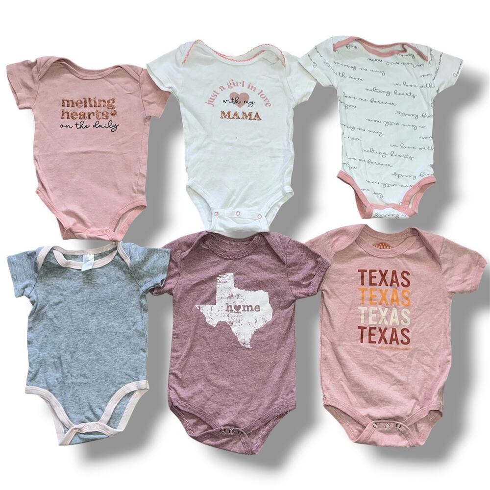 Baby Girl Short Sleeve Bodysuits Variety Pack (6-Pack)
